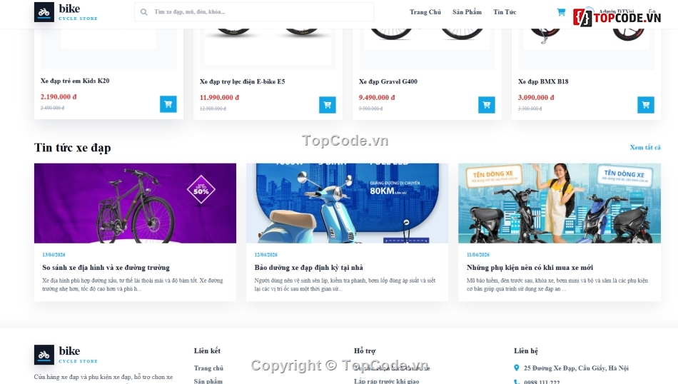 website,bán website,web bán xe đạp